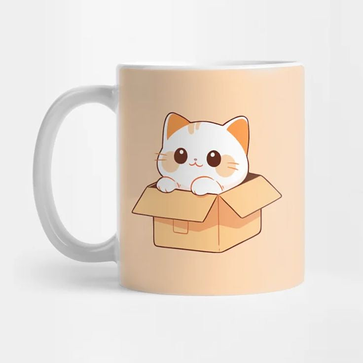 Playful Cat in a Box Mug – Cute Coffee & Tea Cup