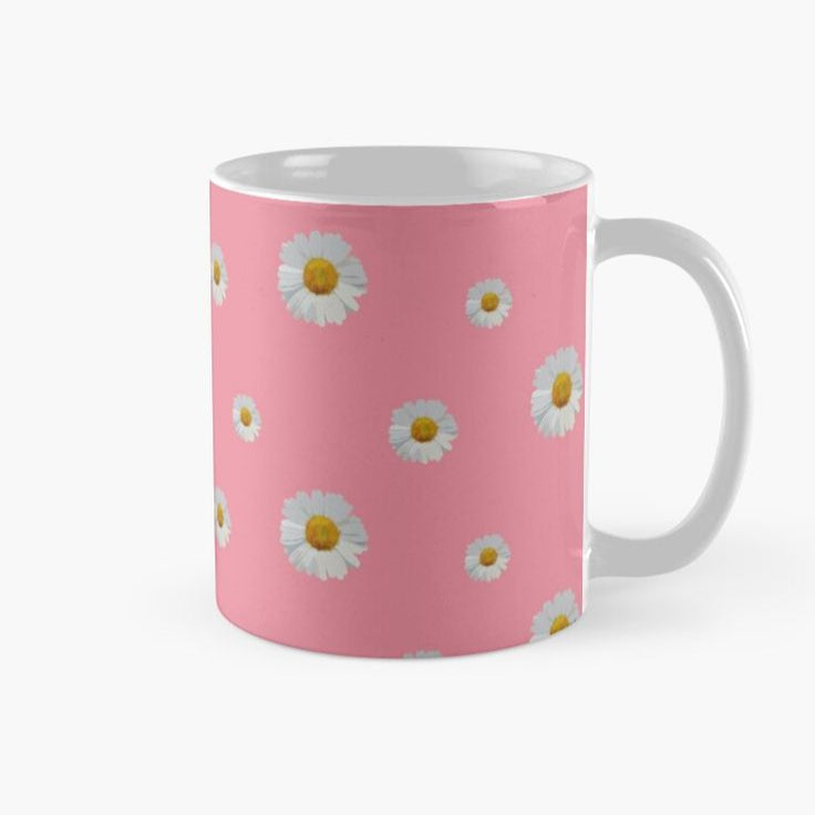 Pink Daisy Ceramic Mug – Floral Coffee & Tea Cup