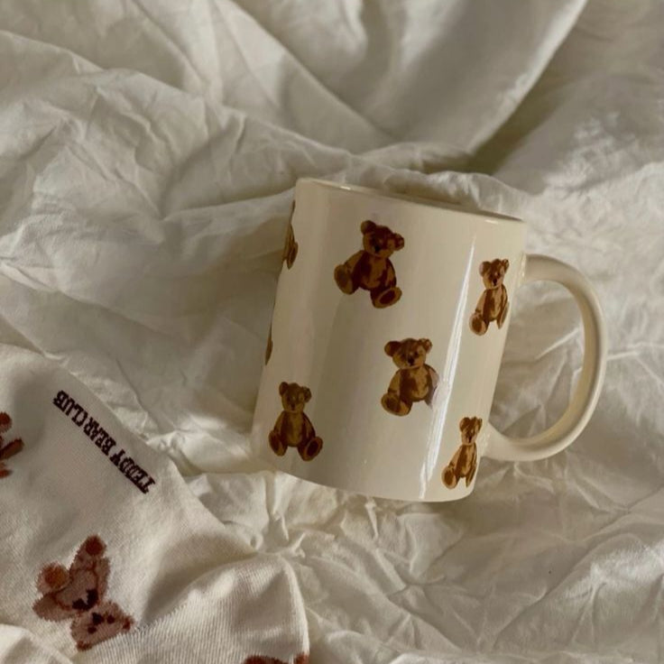 Skin-Tone Teddy Bear Print Ceramic Mug – Cute Coffee & Tea Cup